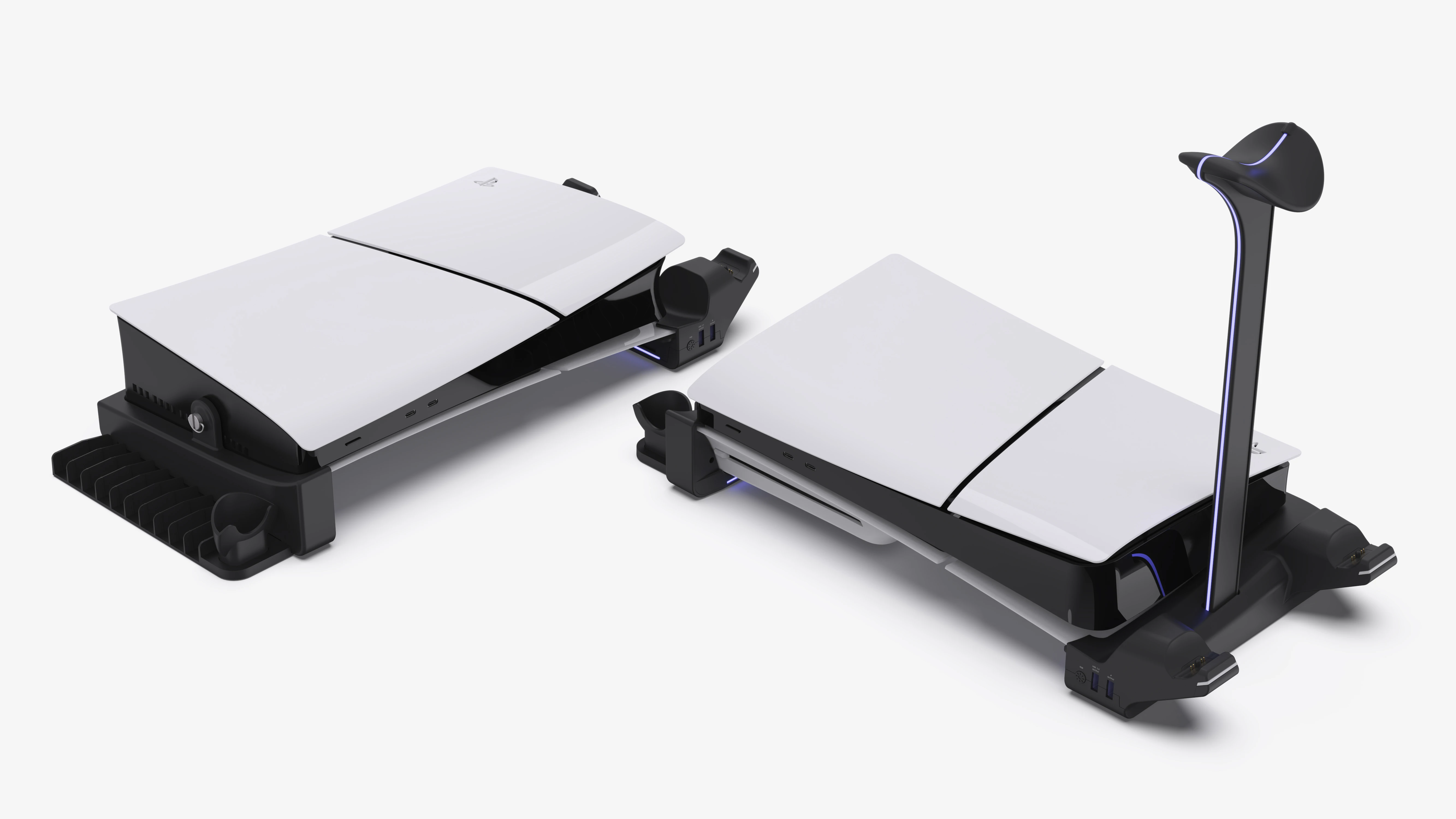 Honcam Horizontal Charging Stand for PS5 Slim Console with 2 USB Ports Base Bracket Holder for PlayStation 5 Slim Console