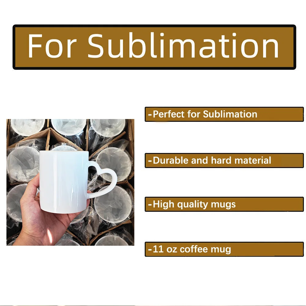 sublimation mug with heart handle with box USA WAREHOUSE heart handle ceramic 11 oz mug for sublimation valentines blank product