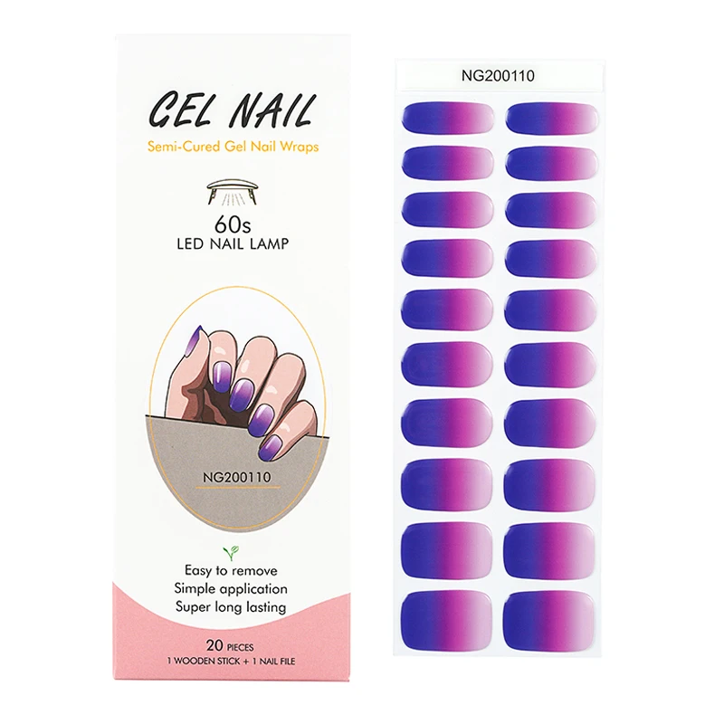 2024 Uv gel french style nail beauty product wholesale new UV Gel Nail stickers semi cured gel nail wraps