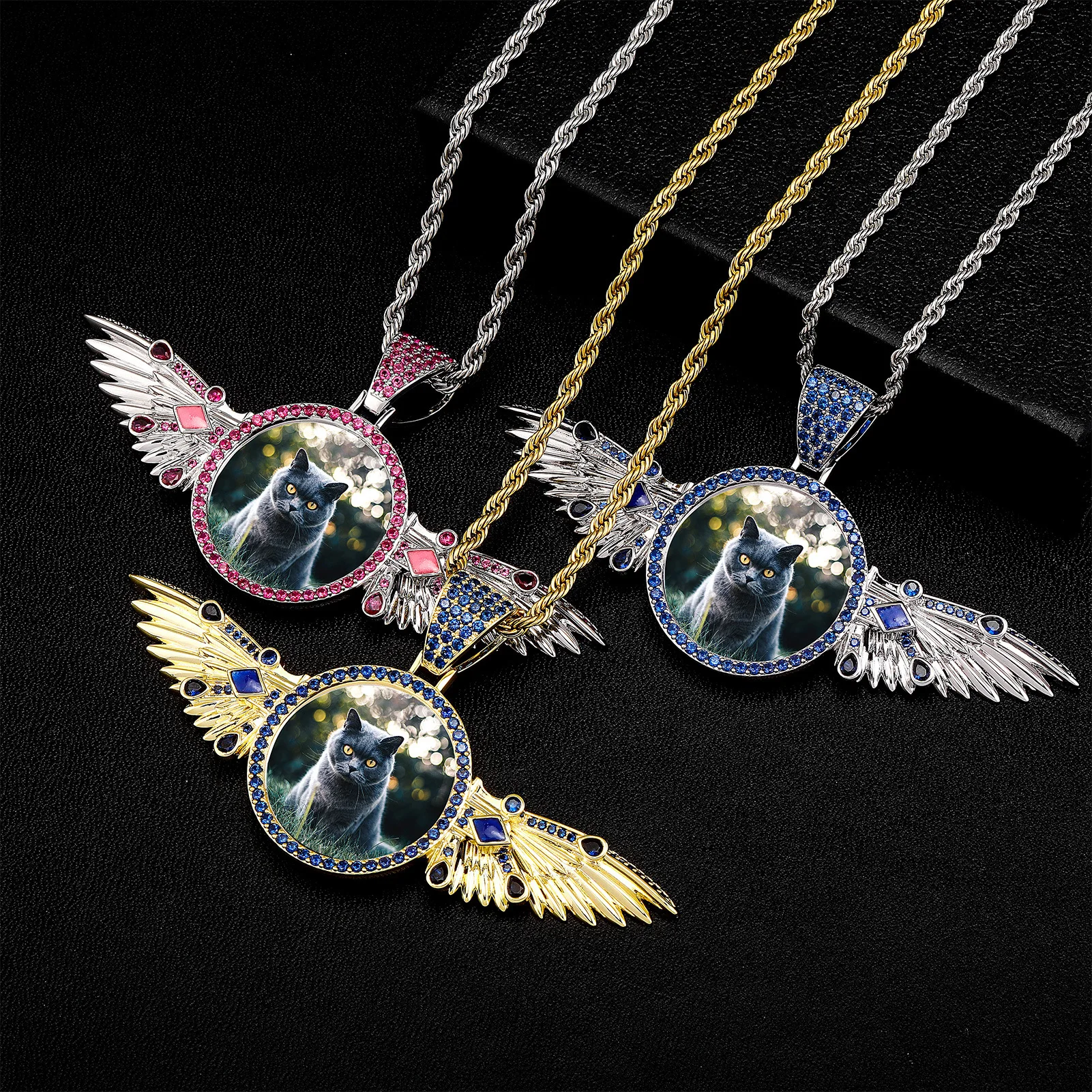 Custom Memory Photo Pendant DIY Personality Stretchable Moving Eagle Wing Picture Necklace