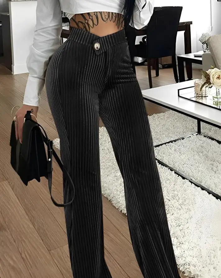 2024 New Arrival Casual Autumn Commute Flared Pants Versatile Fashionable Trousers Women Clothing