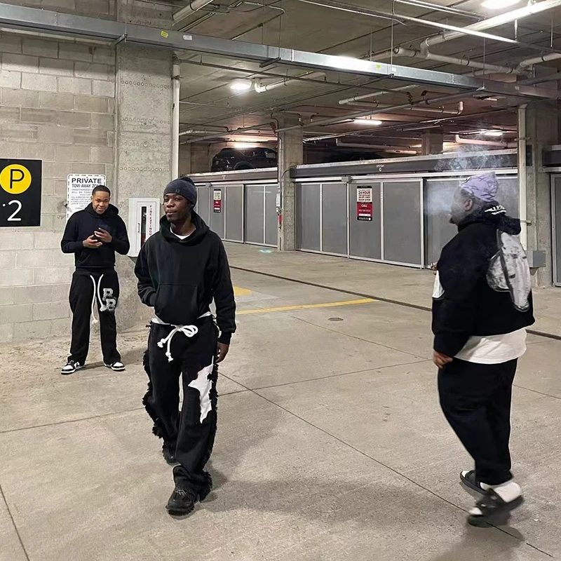 YSJY custom high quality patchwork jogger baggy loose vintage pocket cut and sew acid wash distressed patch pants for men