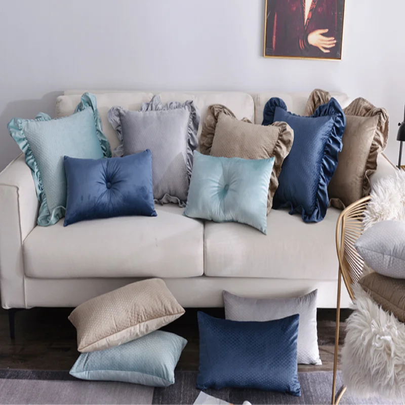 Nordic Cushion Cover With Filling Luxury Throw Velvet lumber Striped Pillow Case for Sofa Bed