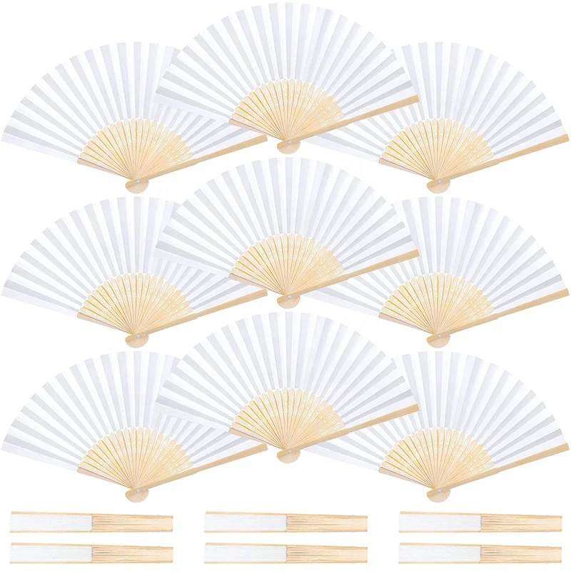 Held Paper Fans Handheld Folded Fan for Church Wedding Gift Party Favors DIY Decoration Bamboo Folding Fans