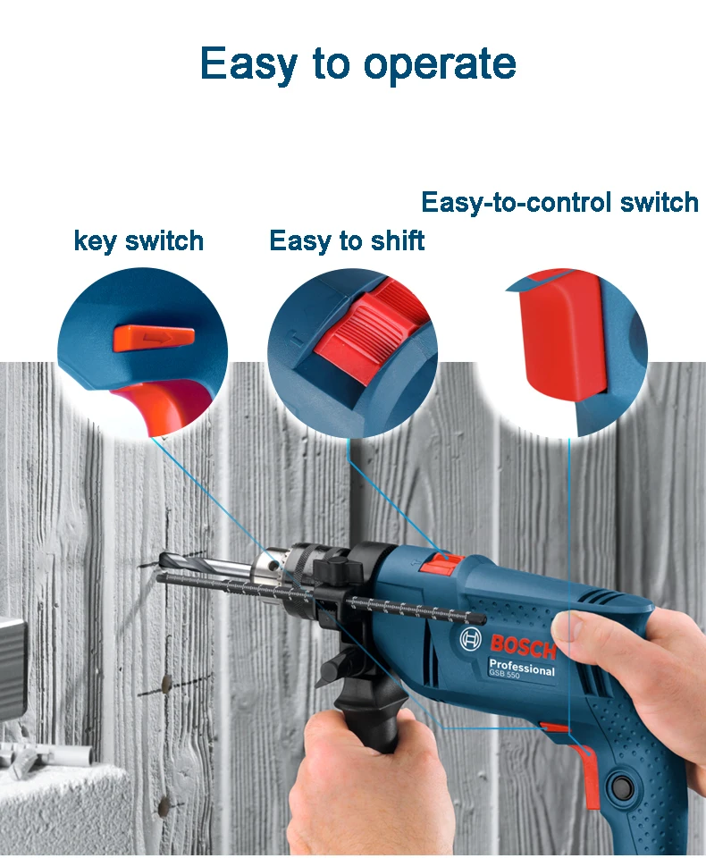 Bosch GSB550 impact drill household GSB570 multi-function speed-adjustable electric drill
