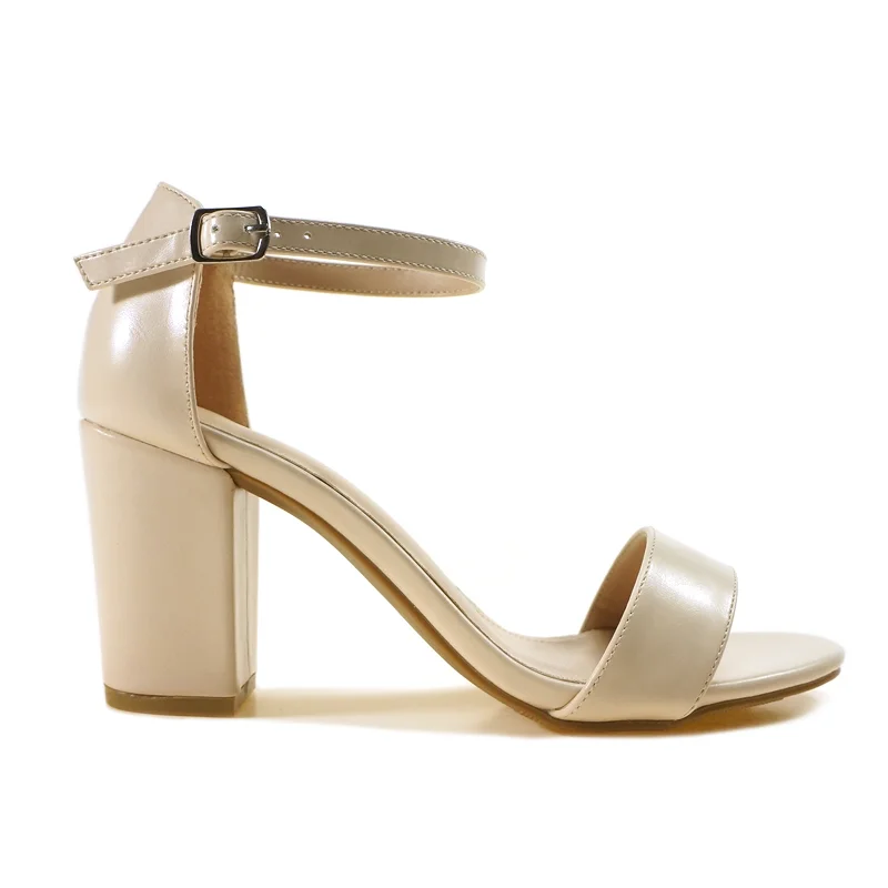 Latest Women Elegant and Sexy Shoes Popular Metallic Upper Middle Chunky Square High Heels Sandalias China Made Fashion Sandals