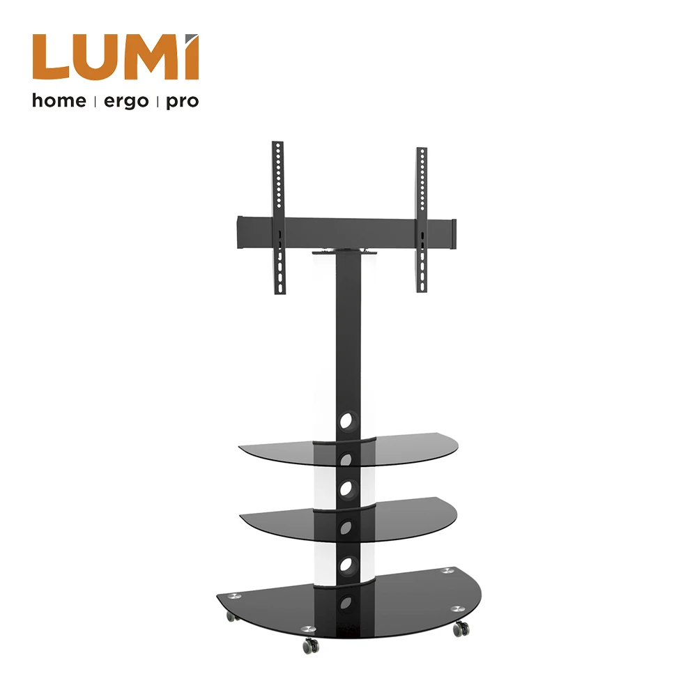 Превосходное алюминиевое стекло и металл ТВ Стенд мебель с роликами