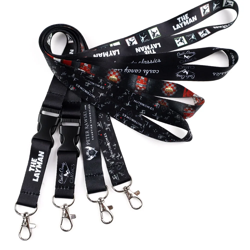 Customised promotional screen printed neck lanyards printing custom logo sublimation polyester anime lanyard with logo custom