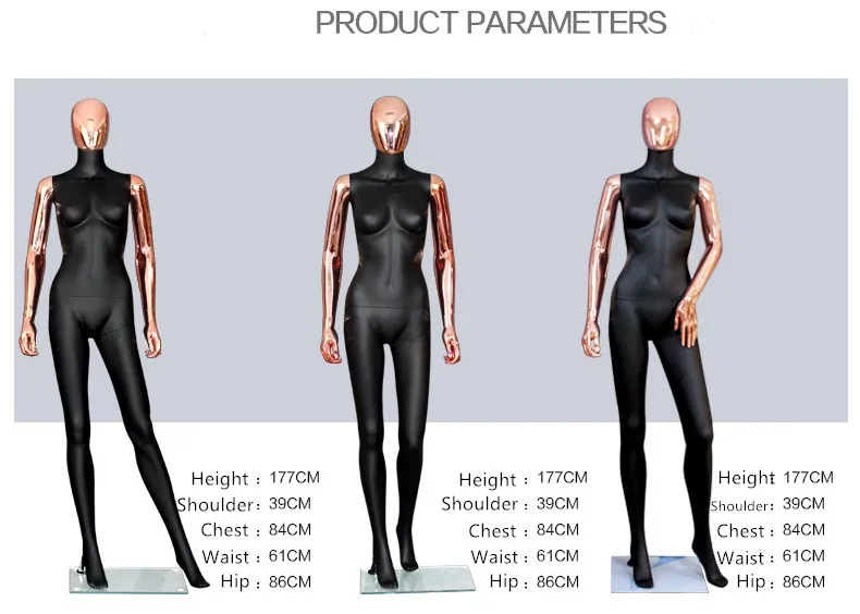 New Arrival Fashion Gold Plating Window Display Mannequin Female Manikin for