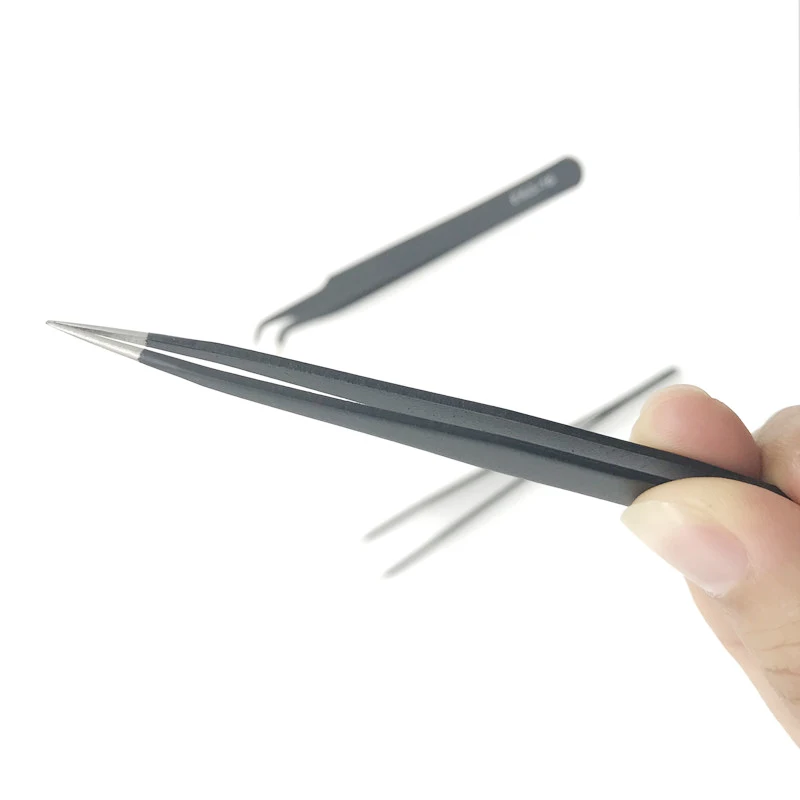 1piece Black  Cheap Anti-Static Stainless Steel Rhinestones Picking Tool Tweezers ESD-10 ESD-11 ESD-12 ESD-13 ESD-14 ESD-15