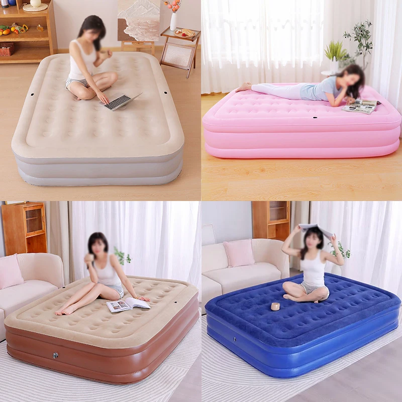 Automatic inflatable flocked mattress with built-in air pump fast air bed sofa mattresses