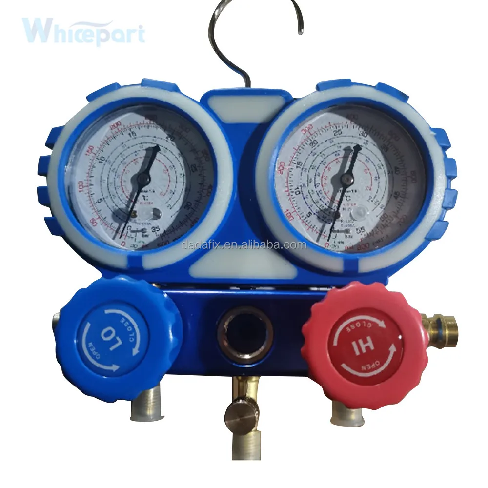 Air Conditioning Refrigeration Brass Valve Body Brass Manifold Gauge Set R410A R134A R22 R404A 800PSI