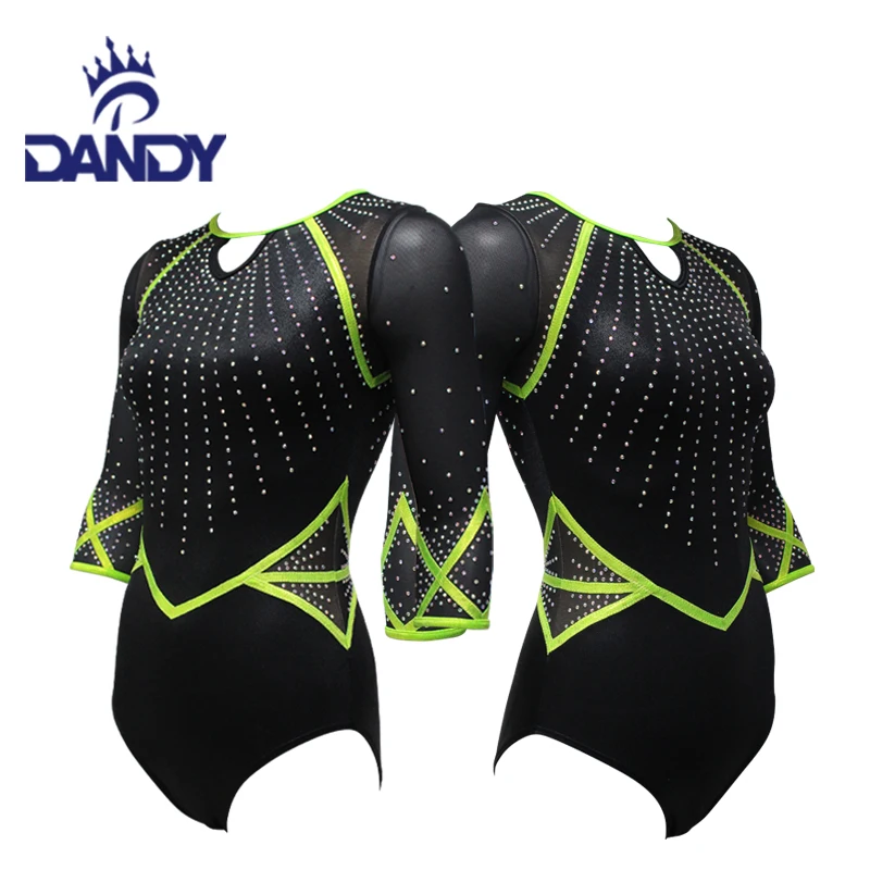 Dandy custom long sleeves youth children gymnastics leotards sexy tight leotard