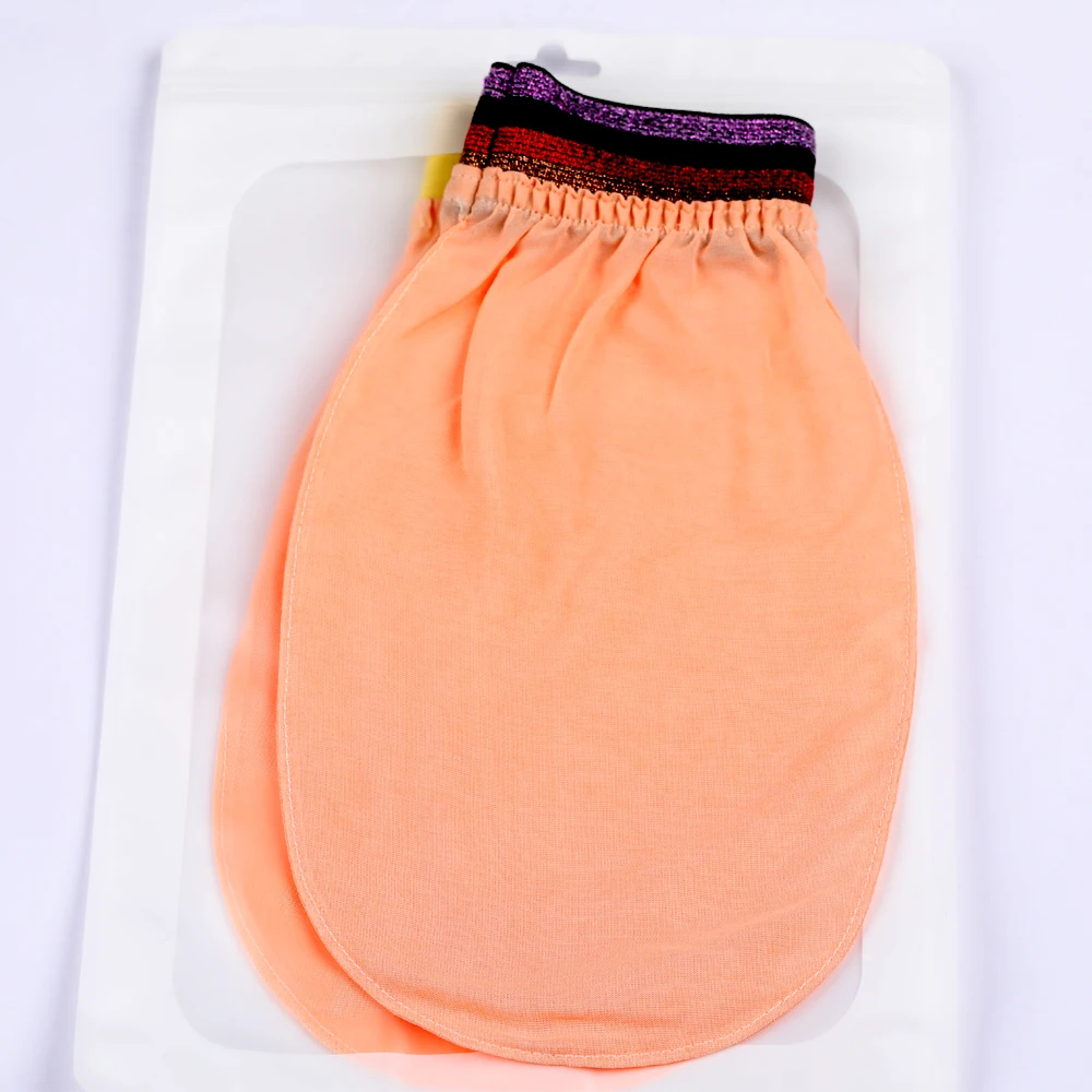 Factory free sample custom logo custom color custom band Mitt Hammam Turkish silk exfoliating glove Exfoliating Gloves