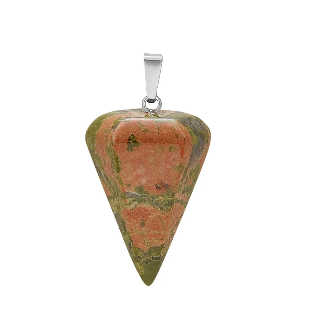 HY Online shop Natural Crystal Conical Pendant Quartz Mineral Jewelry wicca Ling Pendulum statue for fengshui ornament