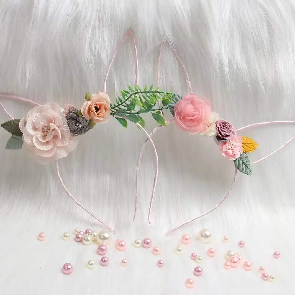 New Summer Girl Simulation Flower Rabbit Ears Hairband  For Vacation