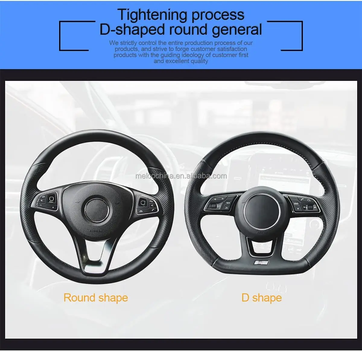 MELCOUniversal 15 Inch Anti-Slip Car Steering Wheel Decorative Cover,3D Massage Grip Black/ White Steering Wheel Airbag Cover