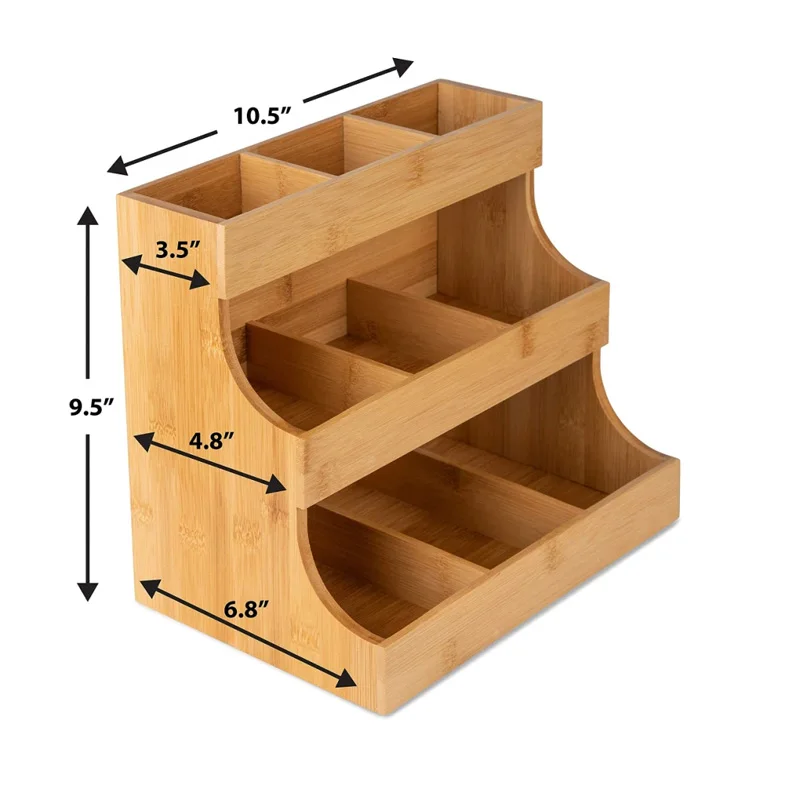 High Quality Practical Bamboo Tea Bag Holder Wood Tea Box Organizer Holds 180 Tea Bags Elegant Sugar Packets And Creamers Holder