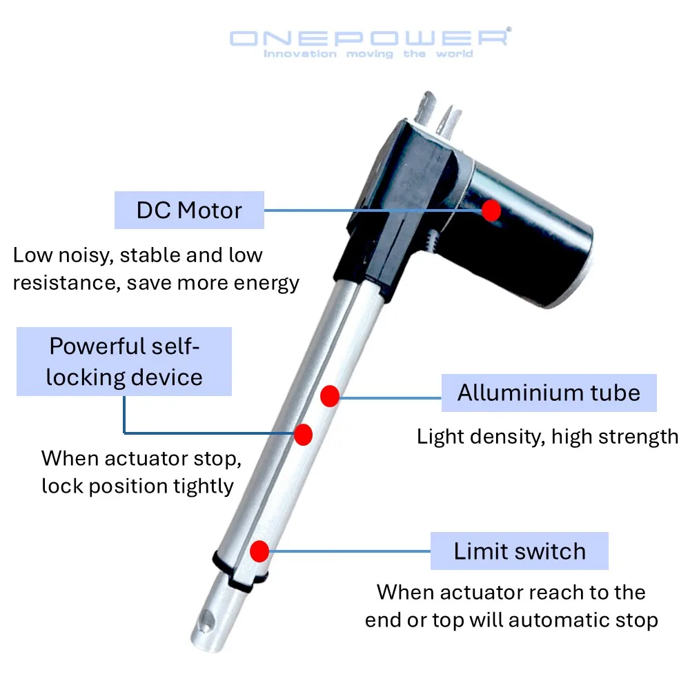 Electric 24v Micro Spring Return 12 volt Linear Actuator 6000n For Medical Equipment