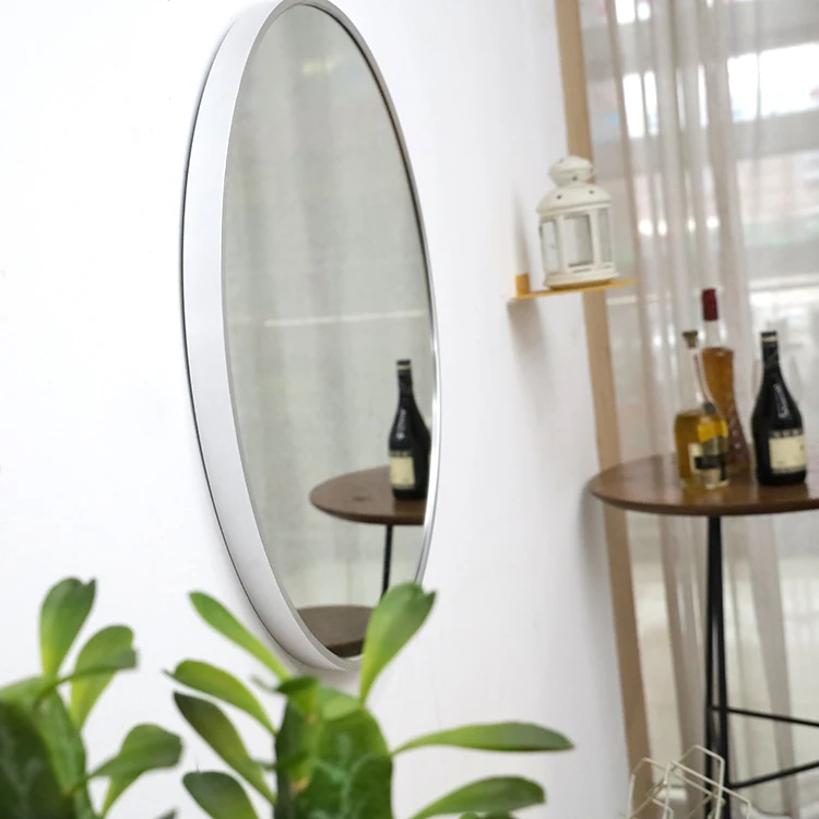 Circle Black Aluminum Alloy Frame Mounted Bathroom Decoration Hanging Wall Mirror 70*70cm