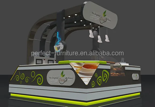 High-end Coffee bar Booth Mall Cafe Kiosk With Bakery Display case