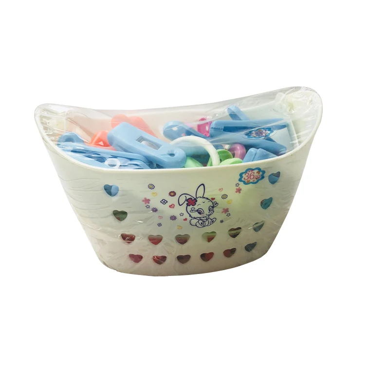 Special Discount Plastic Pegs Clothespin With Bath Storage Basket