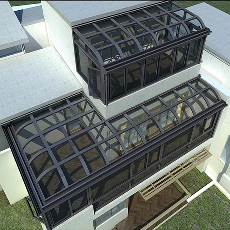 Balcony Winter Garden Aluminum Free Standing Sunroom Frame Slant Roof Sunroom Outdoor Solarium Glass House Sun Room