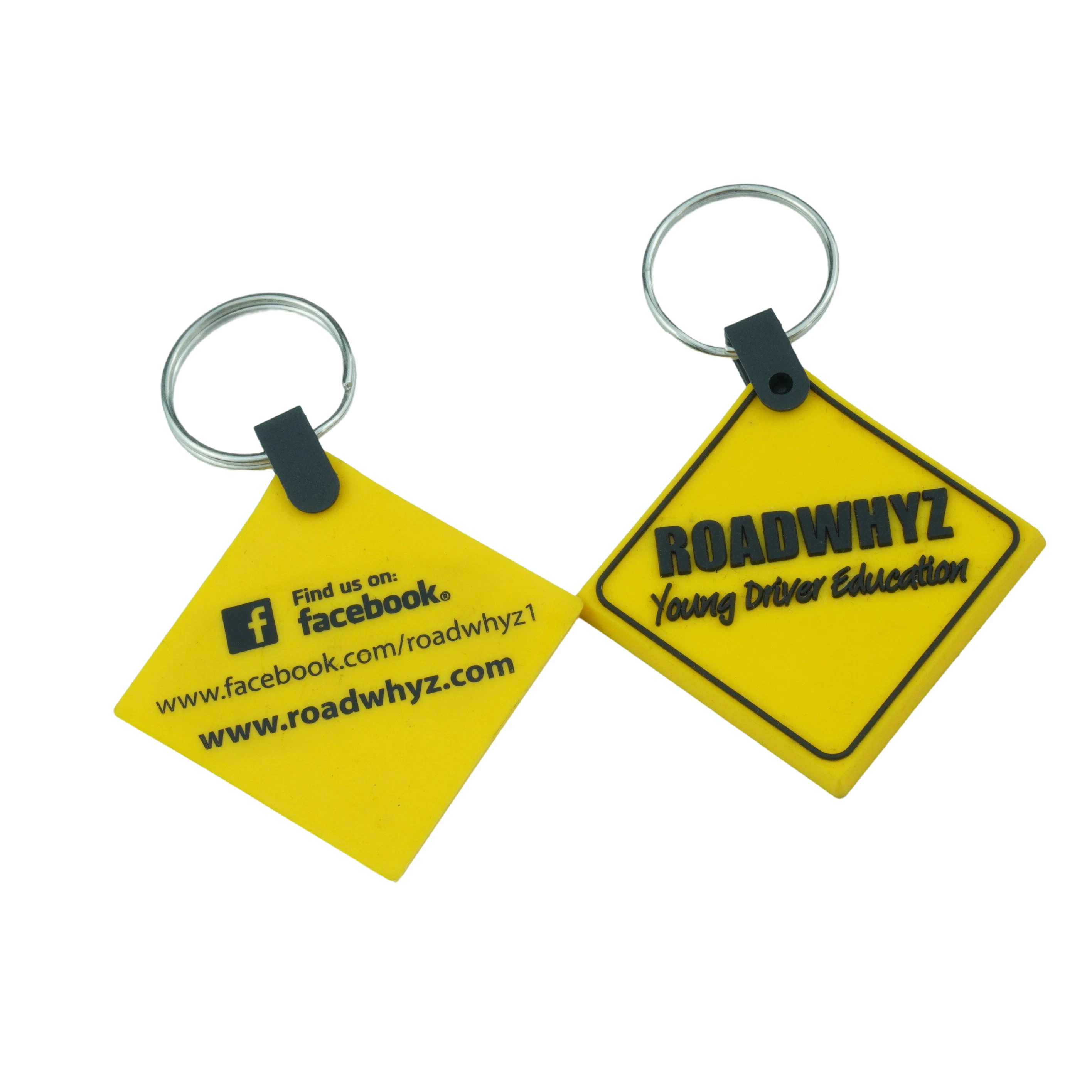 Promotional 3D Yellow Embossed Logo Rubber Keyring High Quality PVC Rubber Keychain For Promotional Gifts