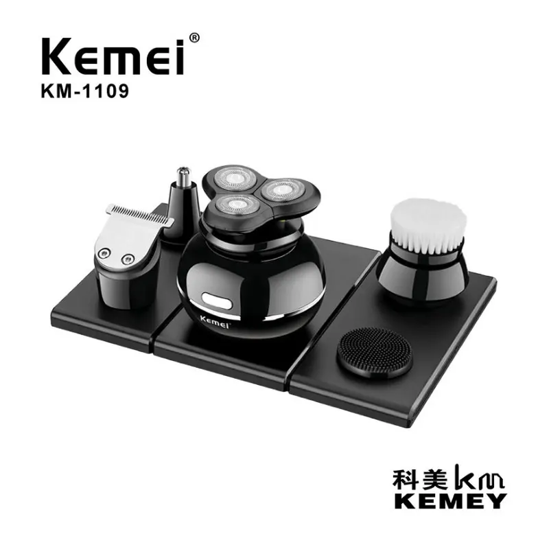 Kemei KM-1109 Многофункциональный 5 в 1 машинка для стрижки шерсти у водонепроницаемый ЖК-профессиональная волос электрическая бритва триммер