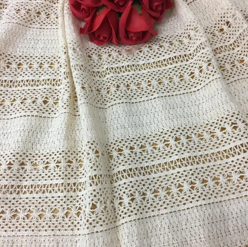 cotton lace hollow out knitting hook flower fabric,crochet lace fabric,embroidery other fabrics