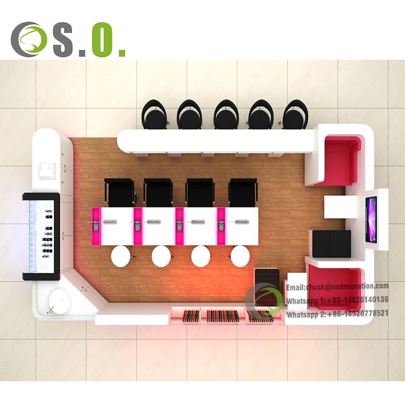 Factory Direct Sale Nail Bar Kiosk Beauty Bar Kiosk Modern Design Nail Bar Kiosk For Manicure