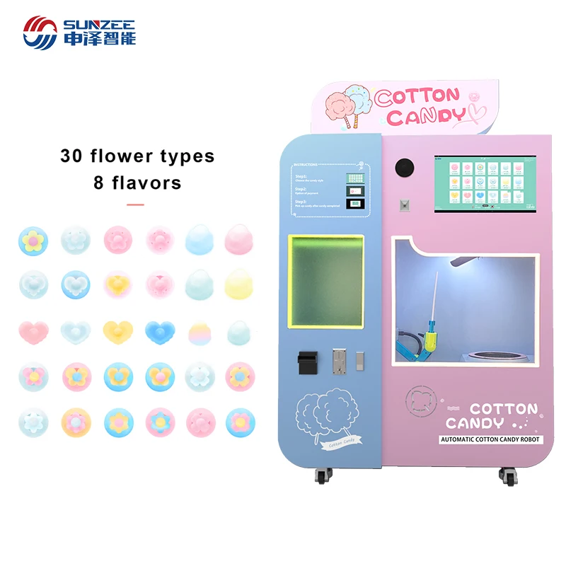 Support Multi-language Electric Commercialautomatic Vend Machine Cotton Candy
