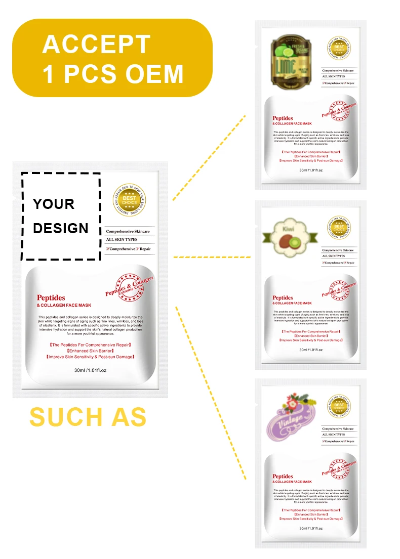 korean vegan collagen peptide repair beauty sheet face mask deep Moisturizing skincare facial mask hydrating skin care mask