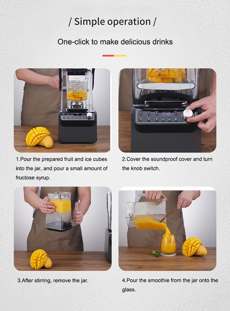 2L Powerful Electric Juicer Blender With Constant Speed Motor 9840 Professional Low Noise Commercial Blender Machine