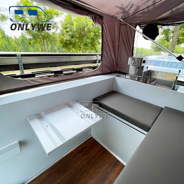 ONLYWE australian standards small caravan off grid travel trailer mini off road camper trailers with roof top tent for sale