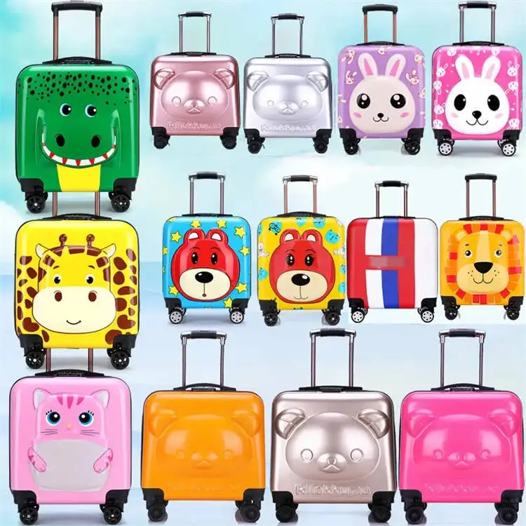 New Arrival 18 Inch Abs Travel Luggage Cartoon Suitcase For Kid Universal Wheel Trolley Case With Different Patterns