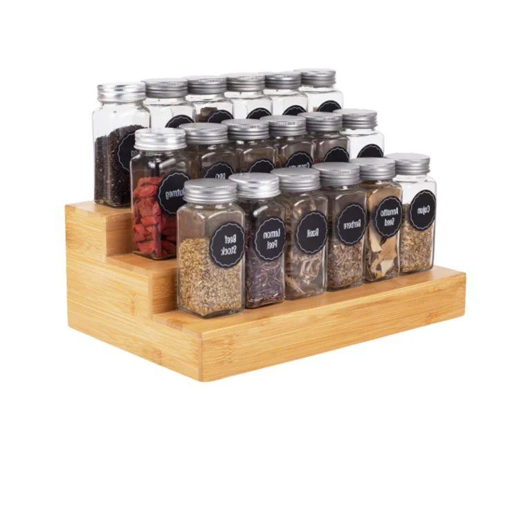 Cabinet 3 Tier Counter Top Step Spice Shelf Custom Bamboo Spice Rack Organizer