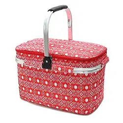 Custom Large Color Print Insulated Folding Waterproof Insulated Cooler Tote Picnic Basket