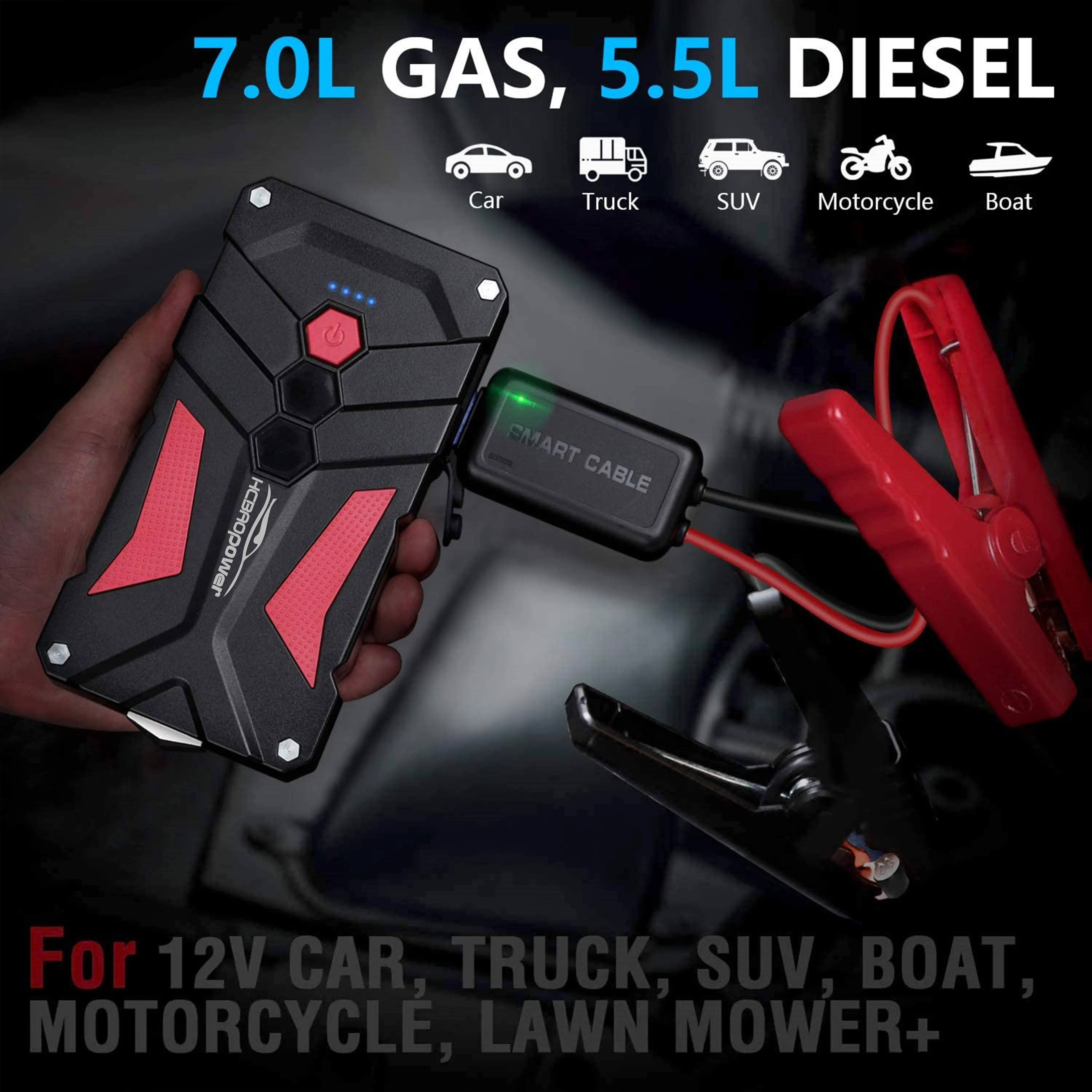 Mini Portable Multi-Function Peak 12V 12800Mah Lithium Auto Emergency Tool Booster Car Battery Charger Jump Starter