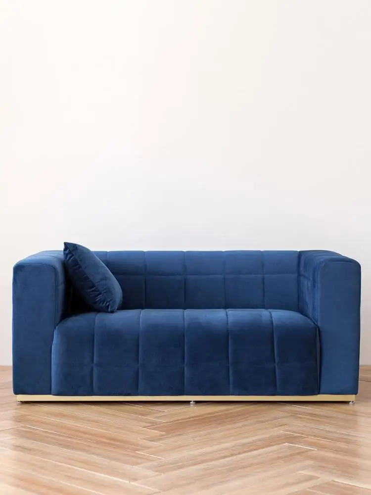 Современный простой итальянский легкий роскошный тканевый диван для гостиной одиночный или двойной настраиваемый голубой бархатный