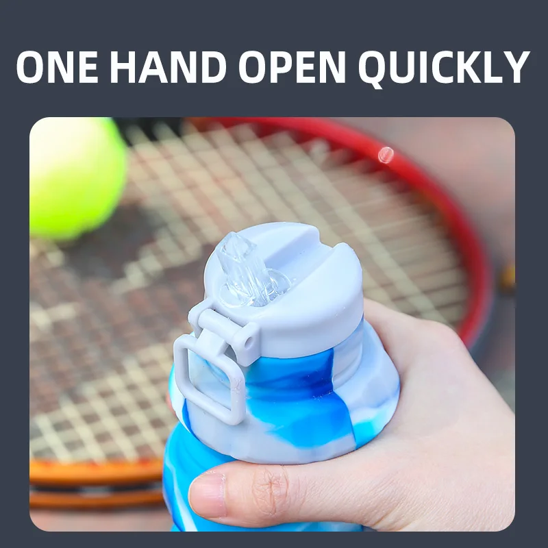 500ml Cover with suction nozzle silicone folding water bottle grenade shaped silicone water bottle