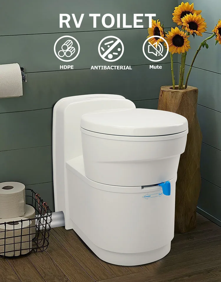 RV Electric Flush Toilet Smart Cassette Water Closet with Rotatable Seat for Easy Cleaning in Motor homes Camper Boats & Yachts