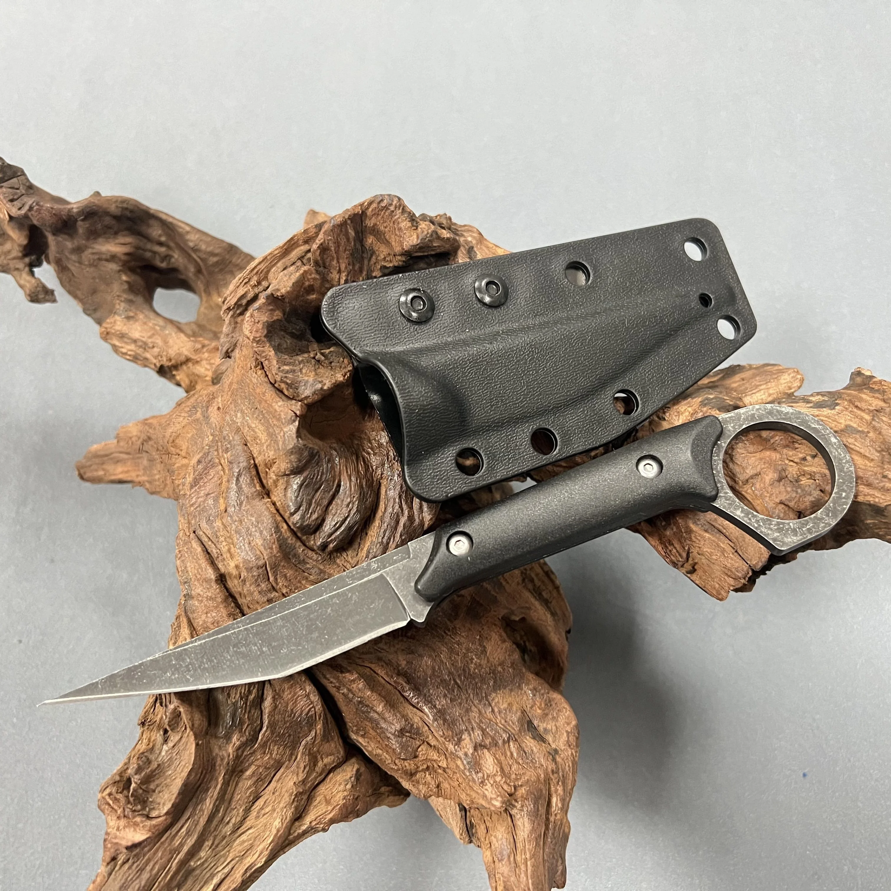2025 NEW PL Advanced Stonewashed blade knife 440 steel pocket knife with G10 handle Small fixed blade knife with Kydex Sheath