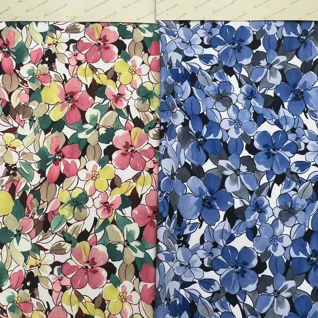 latest big florals Designs dresses fabric twill woven 100%Terylene polyester faux acetate satin printed Fabrics For bags suits