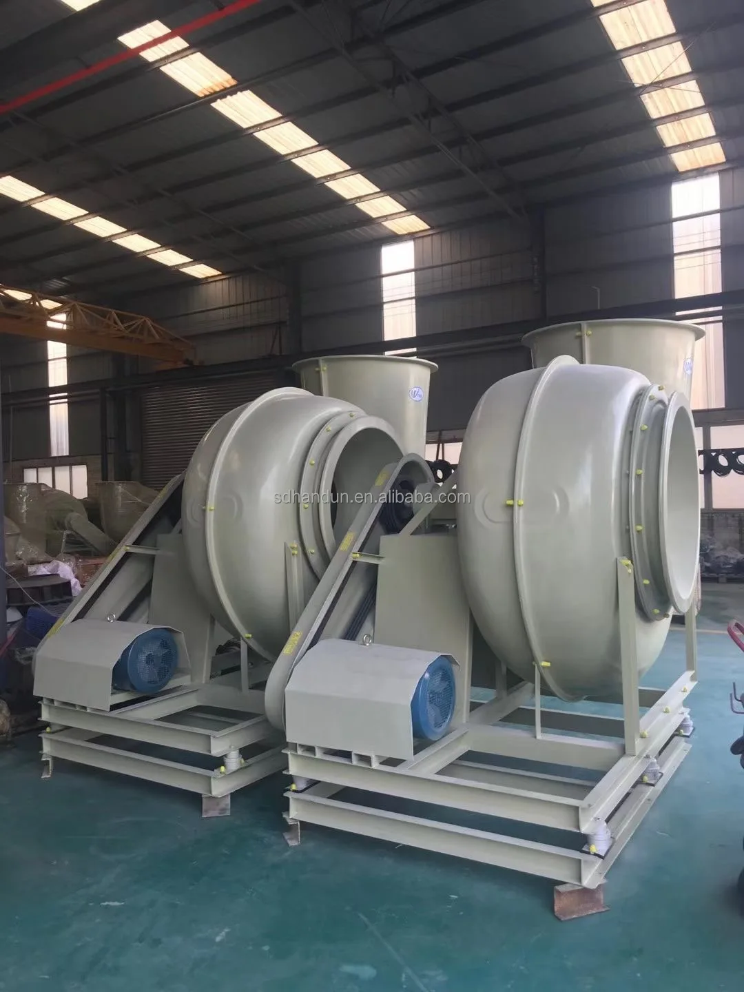 High Efficiency Industrial Chemical Resistant  FRP Fiberglass Centrifugal Ventilation Fan With FRP Backwards Impeller