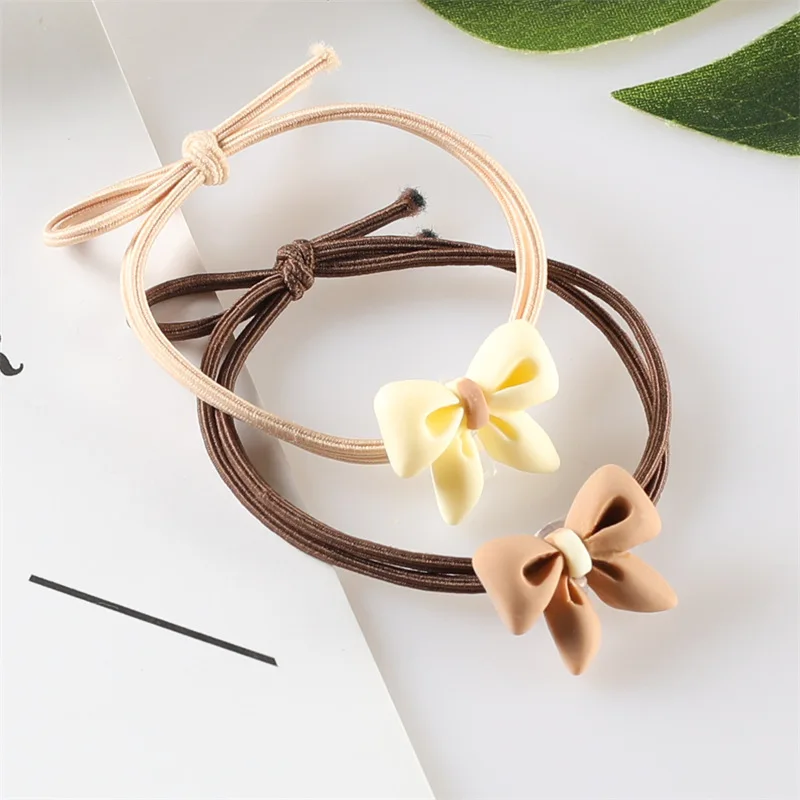 Milk tea colored bow hair loop, internet celebrity Instagram beige coffee colored hair rope wholesale Oversized Satin