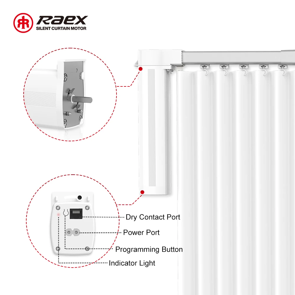 Motorized System Sunflower Wireless Rail Track Ring 100-240v Dry Contact 1nm Rs485 Tuya Smart Zigbee Electric Curtain Motor
