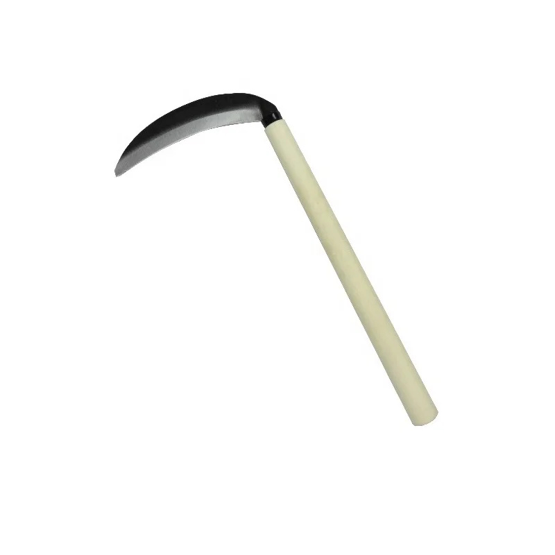 Agricultural all-steel sickle with wood handle mowing wheat garden weeding sickle