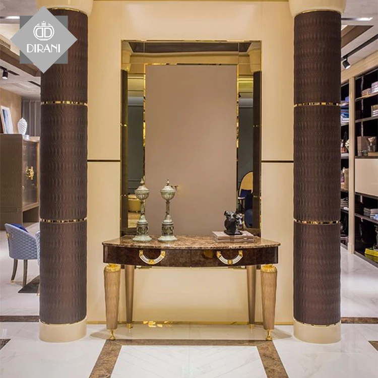 Living room marble top furniture hallway console table set stainless steel leg luxury furniture console table