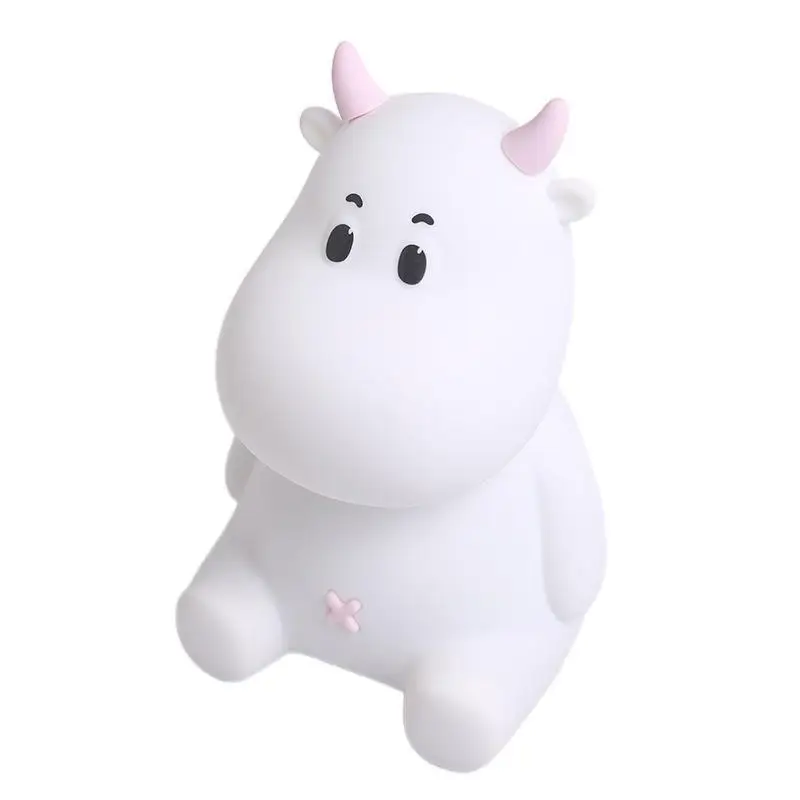 Cute cow silicone pat night light phone stand nightlight atmosphere light for bedroom reading indoor decoration